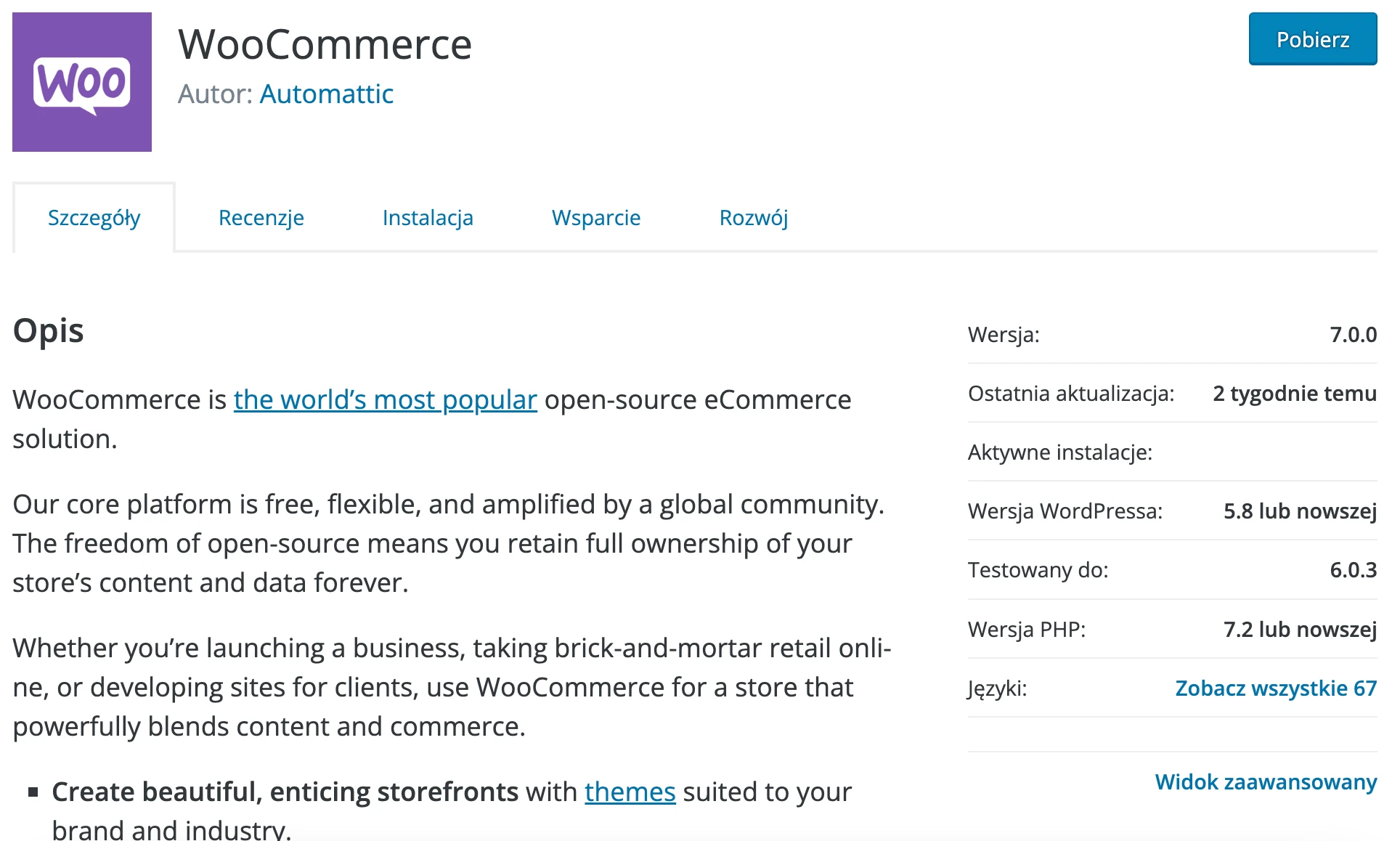Wtyczka WooCommerce - sklep na WordPress
